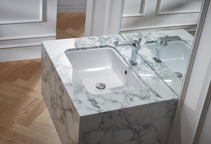 Produktbild Bette One Unterbau-Waschtisch, ohne Hahnloch, mit Überlauf, A135, 435 x 416 mm (434 mm, 435 mm)