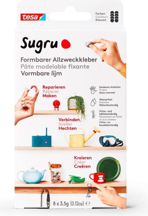 Produktbild Sugru by tesa Sugru 8x Formbarer Allzweckkleber, vielseitige Klebeknete zum Dekorieren, Kleben & Reparieren (28 g)