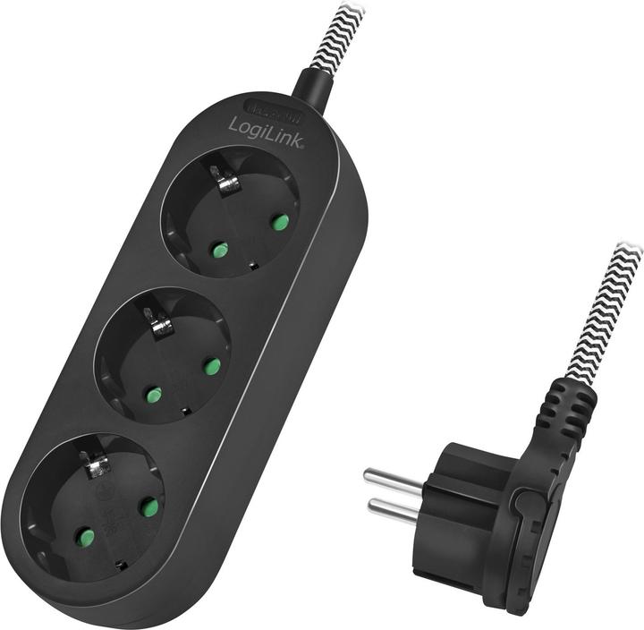Produktbild LogiLink Steckdosenleiste,3xCEE 7/3,Textilkabel (3 x, CEE 7/3, 1.50 m)