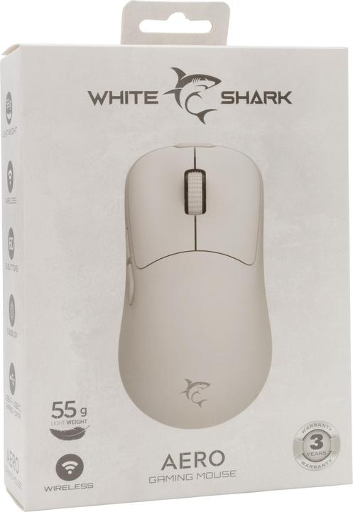 Productafbeelding Shark Draadloze Gaming Muis AERO, 6D, 6400 dpi, Wit (Bedraad)