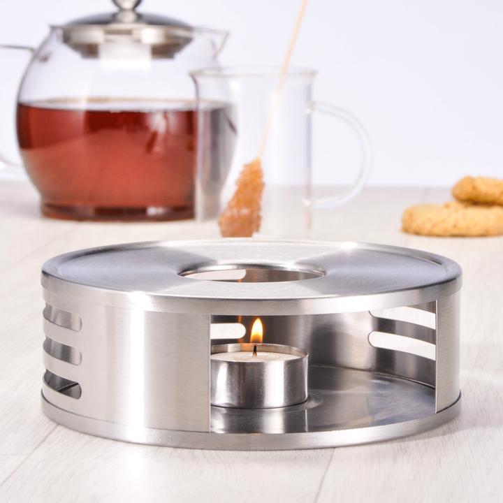 Produktbild Mojawo Edelstahl Stövchen Teewärmer Warmhalteplatte Kaffeewärmer Ø15xH5cm