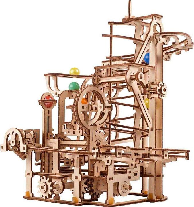 Actual product image Ugears 70177 - Model kit marble run with spiral lift, 266 components, 3D wooden puzzle