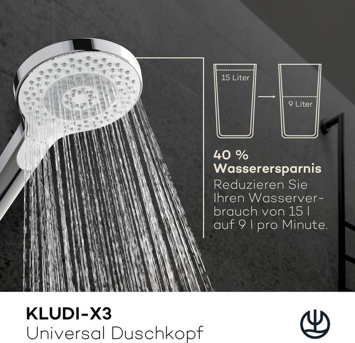 Actual product image Kludi X3 Shower head (3 Beam types, 15 l/min)
