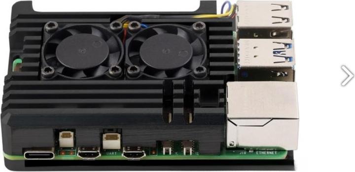 Actual product image WaveShare Raspberry Pi 5 aluminium housing with dual fan