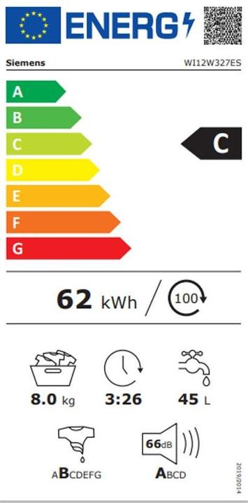 Energie-Label Siemens WI12W327ES (8 kg, Links)