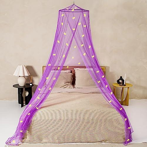 Produktbild Activity Board Lila Betthimmel mit vorgestickten bunten Einhörnern - Lila Prinzessin Moskitonetz für Mädchenzimmer