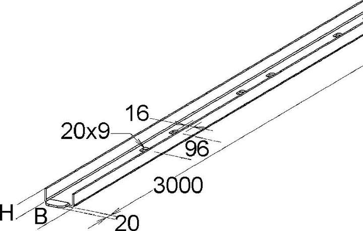 Produktbild Niedax NIE KKL110.300 Kabelrinne GFK 110x300x3000mm angeform.Verbinder gel.