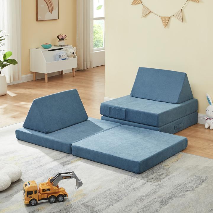 Produktbild En.Casa Spielsofa Norhulta 5-tlg. 120x66x46 cm Cord Blau (Kindersofa)