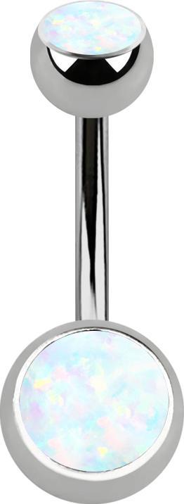 Immagine prodotto Star Piercing Banana d'argento con due sfere di opale bianco (senza ottone, Titanio G23)
