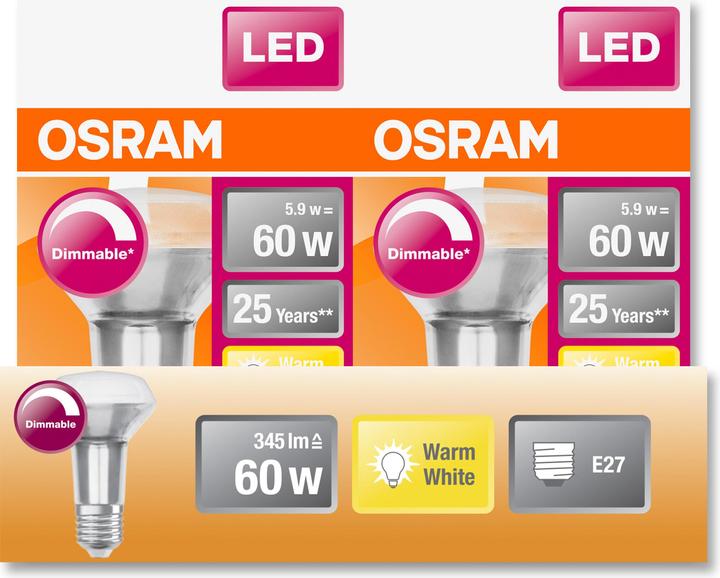 Productafbeelding Osram Superster R63 (E27, 5.90 W, 350 lm, 1 x, G)