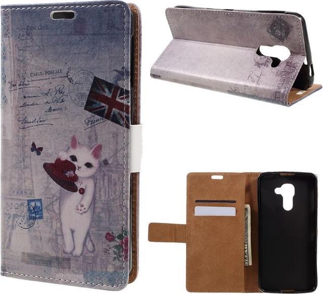 Image du produit MU Style Etui en cuir avec drapeau anglais et chat (DTEK60)