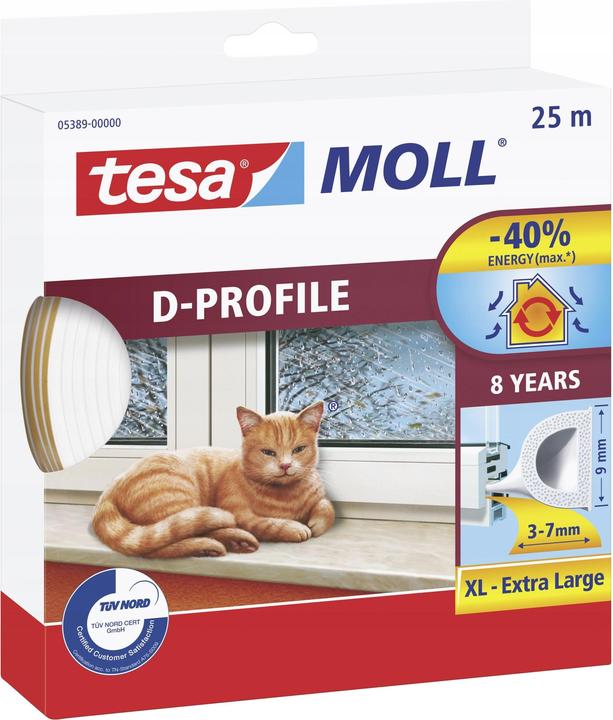 Image du produit tesa Ecoulement en caoutchouc profilé en D 25 m blanc (05389-01) (23 mm)