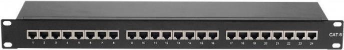 Immagine prodotto Tecline Patch panel, Cat. 6, 24 porte, STP, 1 U, 48.30cm (19"), nero Patch panel Cat 6 con 24 porte