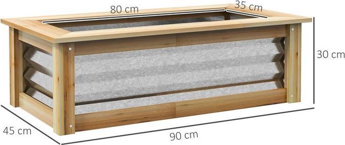 Produktbild Swisshandel24 Hochbeet aus Metall, Blumenkasten Pflanzkasten mit Holzrahmen, Gemüsebeet, Kräuterbeet für Garten, B