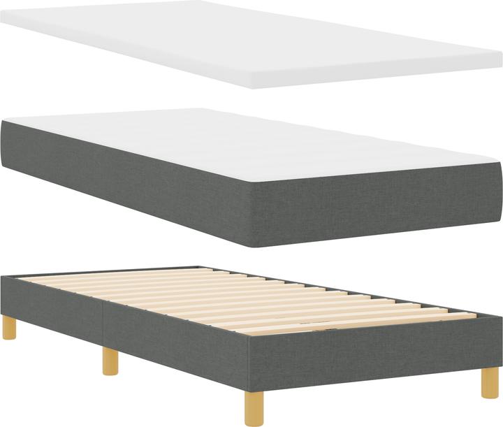 Image du produit VidaXL Lit Boxspring avec matelas Gris foncé 100x200 cm Tissu (100 x 200 cm)