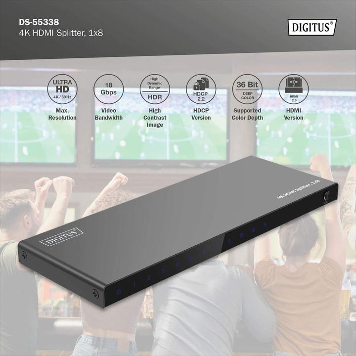 Image du produit Digitus Répartiteur HDMI 4K, 1x8