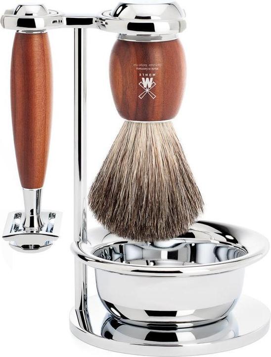Actual product image Mühle Shaving set, 4-piece with bowl, shaving brush with pure badger hair (Shaving oil, Shaving soap, Shaving brush)