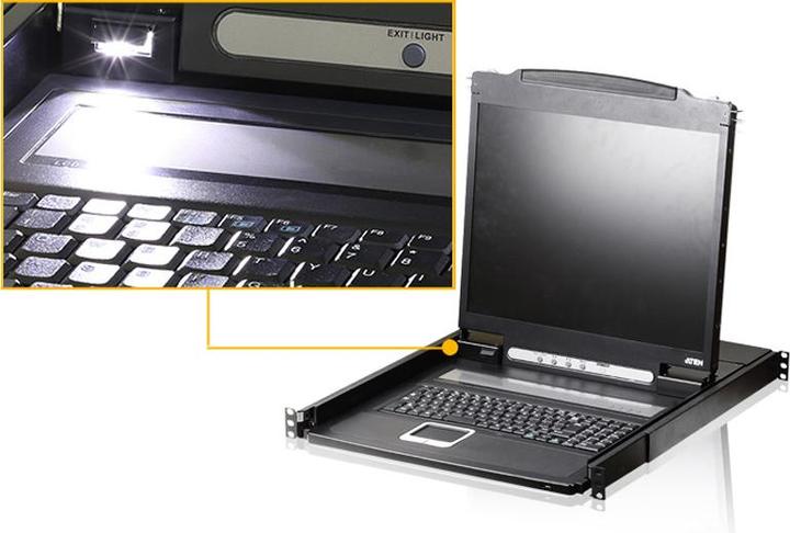 Produktbild Aten CL1000N CH Single Rail 19"-LCD-Konsole, 19" 1HE, DE-Layout (PS/2-USB, VGA)
