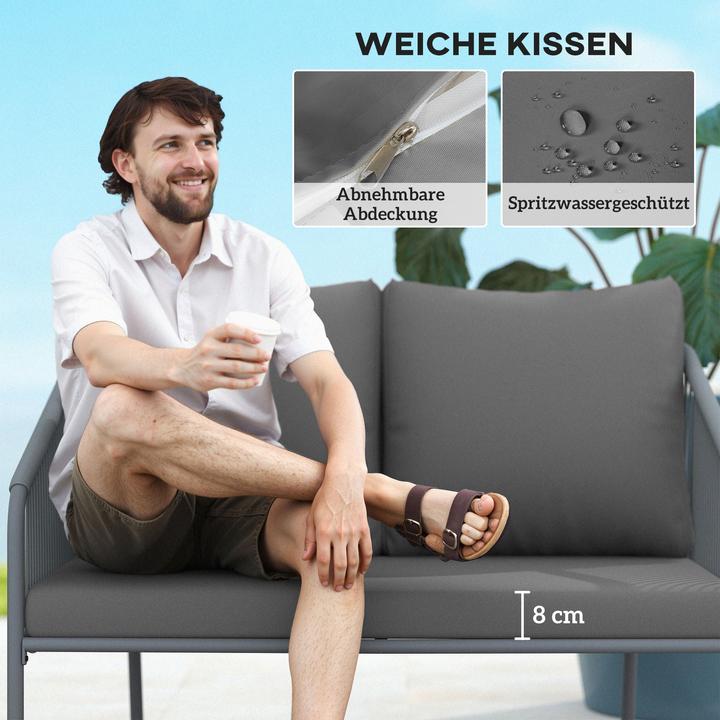 Produktbild Outsunny Rattansofa Stahl, PE-Rattan Grau