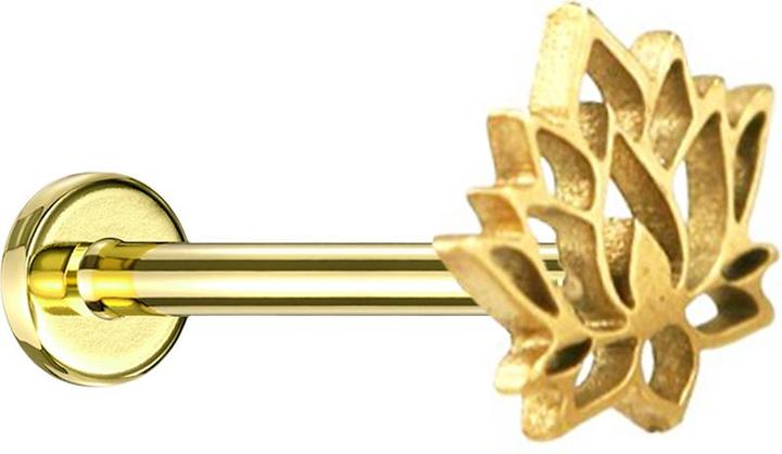 Immagine prodotto Star Piercing Micro Labret Innengewinde vergoldet Lotusblume (Acciaio chirurgico 316L, senza ottone)