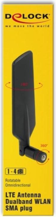 Immagine prodotto Delock Antenna LTE/HSPA/GSM, connettore SMA, nero (5G, GSM)