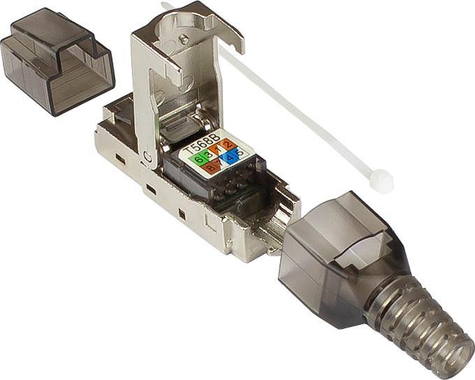Produktbild Good Connections RJ45 Stecker Cat. 6A, werkzeuglos / feldkonfektionierbar, STP geschirmt, Metall