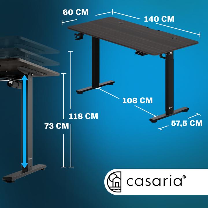 Produktbild Casaria Höhenverstellbarer Schreibtisch (140 x 60 x 118 cm)