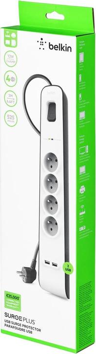 Actual product image Belkin BSV401CA2M Voltage protection, 4 AC outputs (4 x, CEE 7/5, 2 m)