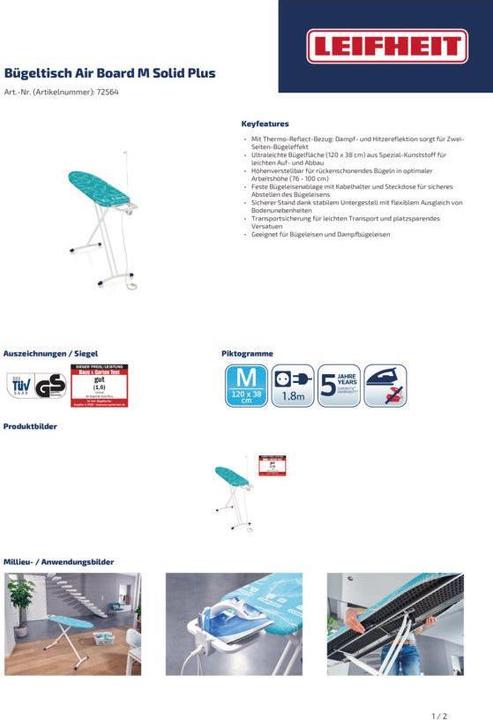 Actual product image Leifheit Air Board M Solid Plus (120 x 38 cm)