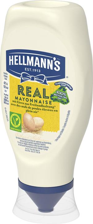 Hellmann's Real Mayonnaise Squeezer, oeufs d'élevage en plein air, mayo pour burgers, frites & sandwichs (430 g)