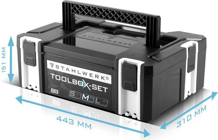 Produktbild Stahlwerk Toolbox Grösse M 443 x 310 x 151 mm stapelbare Systembox mit Tragegriff (1 Teile)
