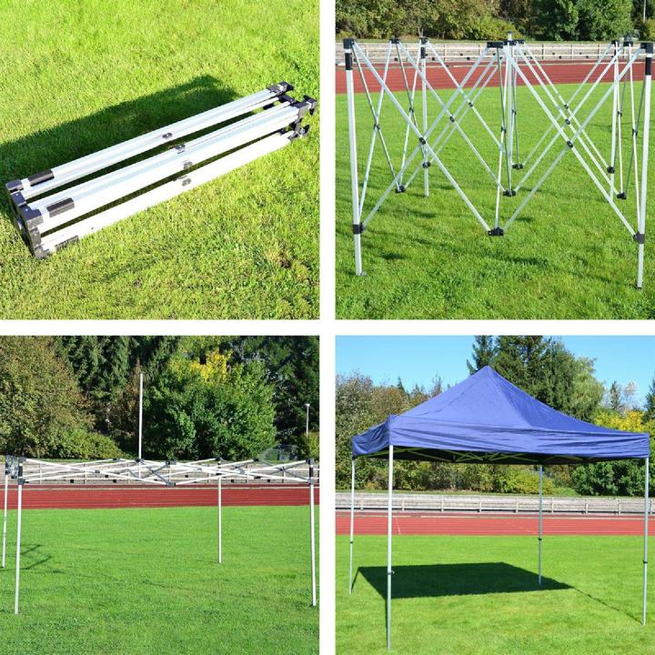 Produktbild VCM PROFI Falt Pavillon Partyzelt mit 2 Seitenteilen 3x3m blau wasserdichtes Dach (300 cm, 300 cm)