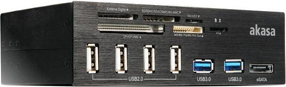 Immagine prodotto Akasa AK-HC-05U3BK Lettore di schede USB 3.0 interno a 6 porte - nero (SATA, USB 2.0)