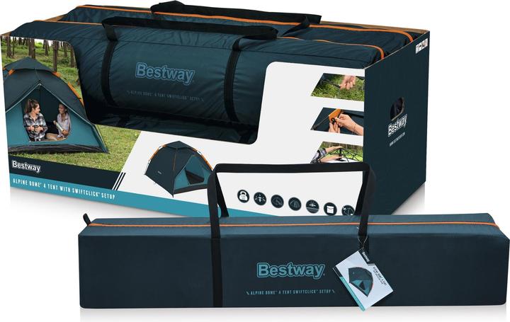 Bestway Tent Polyester 2 Entrances 2 Exits 70/210/70x240x138 cm Camping 68142 (Dome tent, 4.81 kg, 4 persons)