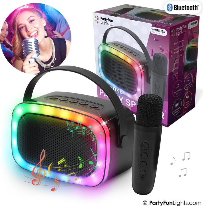 Produktbild PartyFun Lights Party Fun Lights - Mini Karaoke Speaker with Wireless Microphone - (605607)