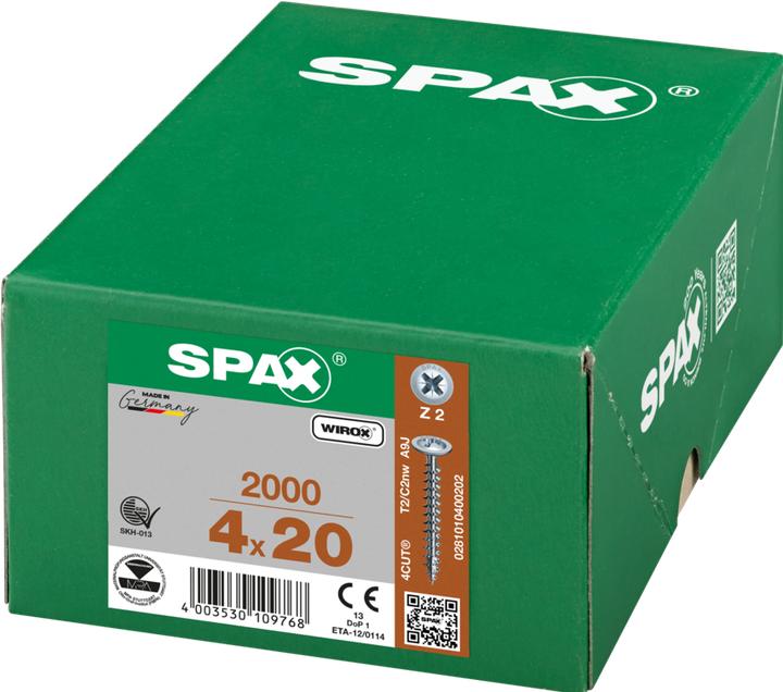 Image du produit Spax Vis de paroi arrière PZ2 4,0x20 mm (1000 Vis par pièce)