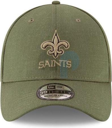 Actual product image New Era NFL - New Orleans Saints - On Field 2018 Salute To Service 39Thirty Cap Green SM (54, 55, 56, 57)