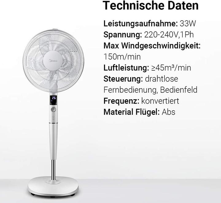 Actual product image Comfee FS40-15AR Pedestal fan, LED display, remote control, 27dB (65 dB)
