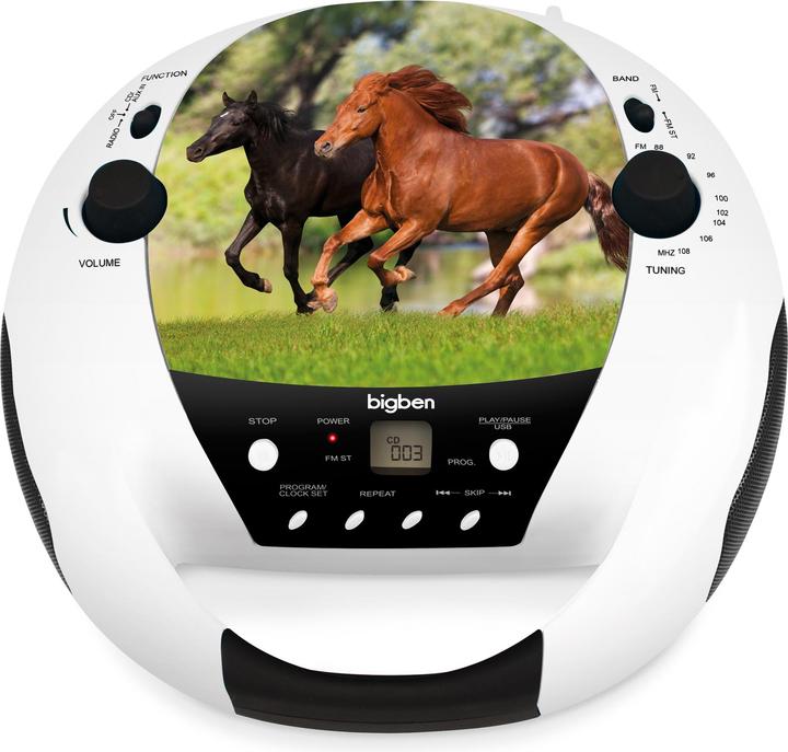 Produktbild Bigben CD52 - Draagbare Radio CD-Speler - Paarden - Wit/Zwart