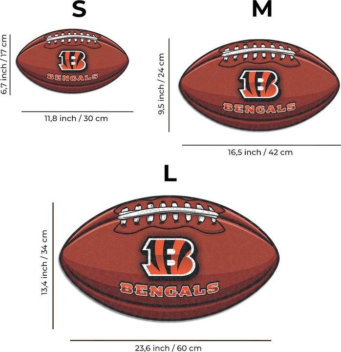 Produktbild Iconic NFL - Cincinnati Bengals – Football mit Logo - Holz Puzzle Grösse L (500 Teile) (500 Teile)