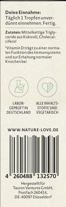 Nährwerte und Zutaten Nature Love Vitamin D3 1000 (1 Stück, Tropfen)