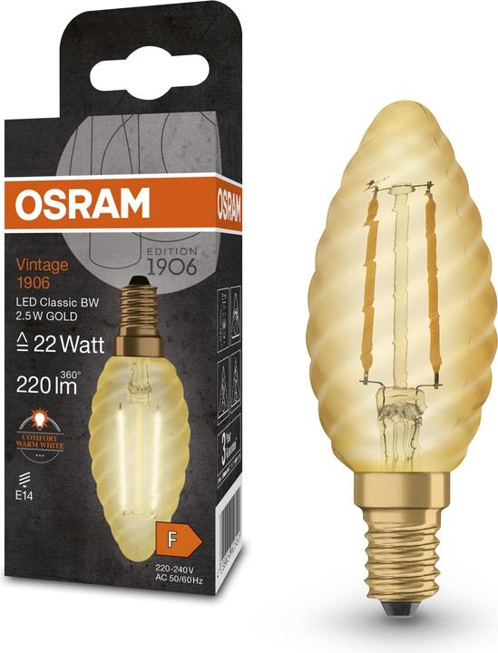 Produktbild Osram LED-Vintage-Lampe (E14, 2.50 W, 220 lm, 1 x, F)