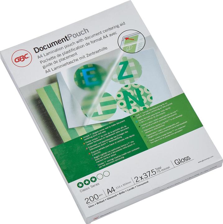 Immagine prodotto GBC DOCUMENT POUCH - buste di film laminato a caldo (A4, 200 Pezzo/i, 75 µm)