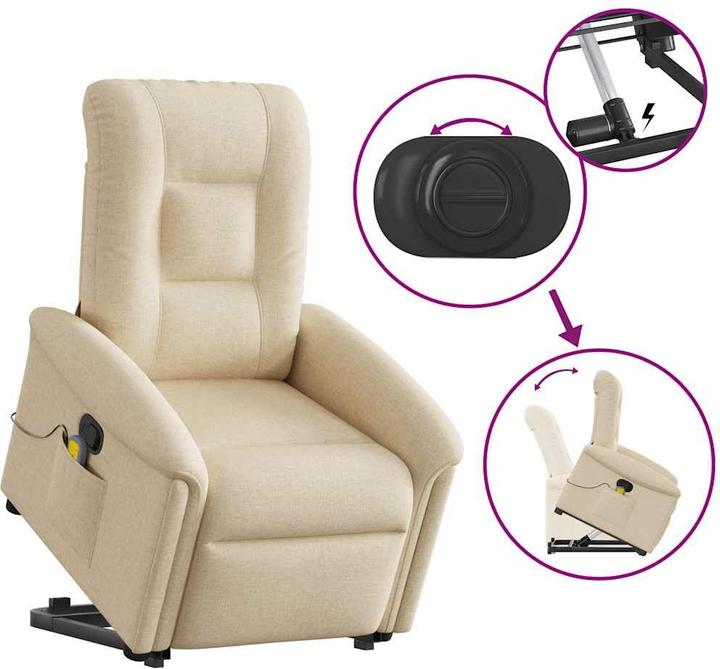 Immagine prodotto VidaXL Poltrona massaggiante con ausilio stand-up in tessuto crema