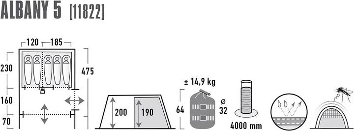Produktbild High Peak Albany 5 (Tunnelzelt, 14.90 kg, 5 Personen)
