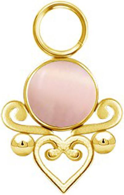 Star Piercing Anhänger vergoldet rosa Katzenauge Stein filigranes Herz (Mineralisch, ohne Messing, Chirurgenstahl 316L)