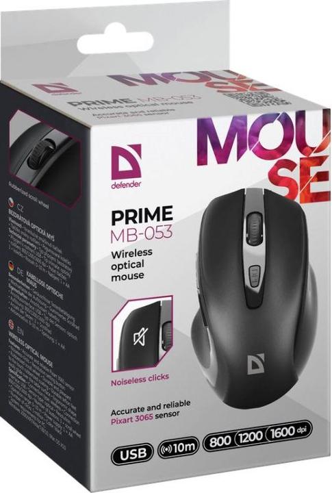 Actual product image Defender Mysz Prime Mb-053 Rf Silent Czarna Optical (Wireless)