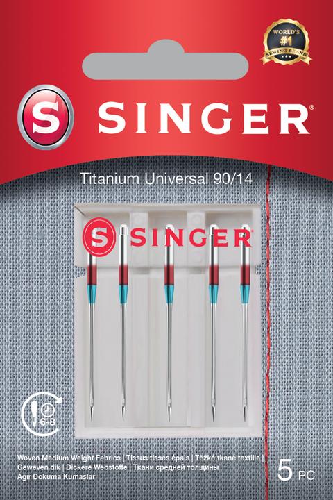 Singer TITANIUM UNIVERSAL sewing machine needle, 90/14, pack of 5