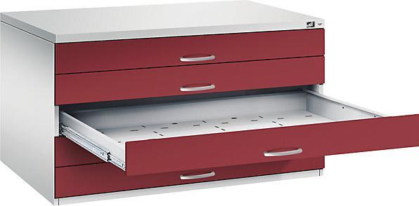 Produktbild C+P CP 7200 Planschrank lichtgrau, rubinrot 5 Schubladen 135,0 x 96,0 x 76,0 cm