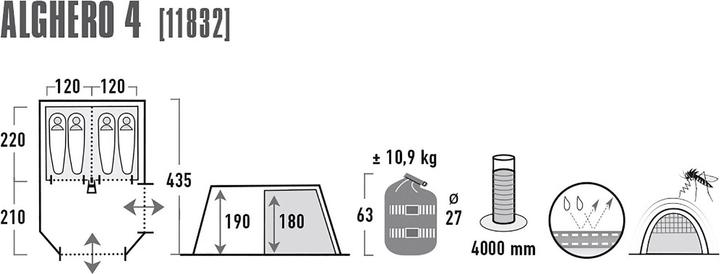 Actual product image High Peak Alghero 4 (Tunnel tent, 10.90 kg, 4 persons)